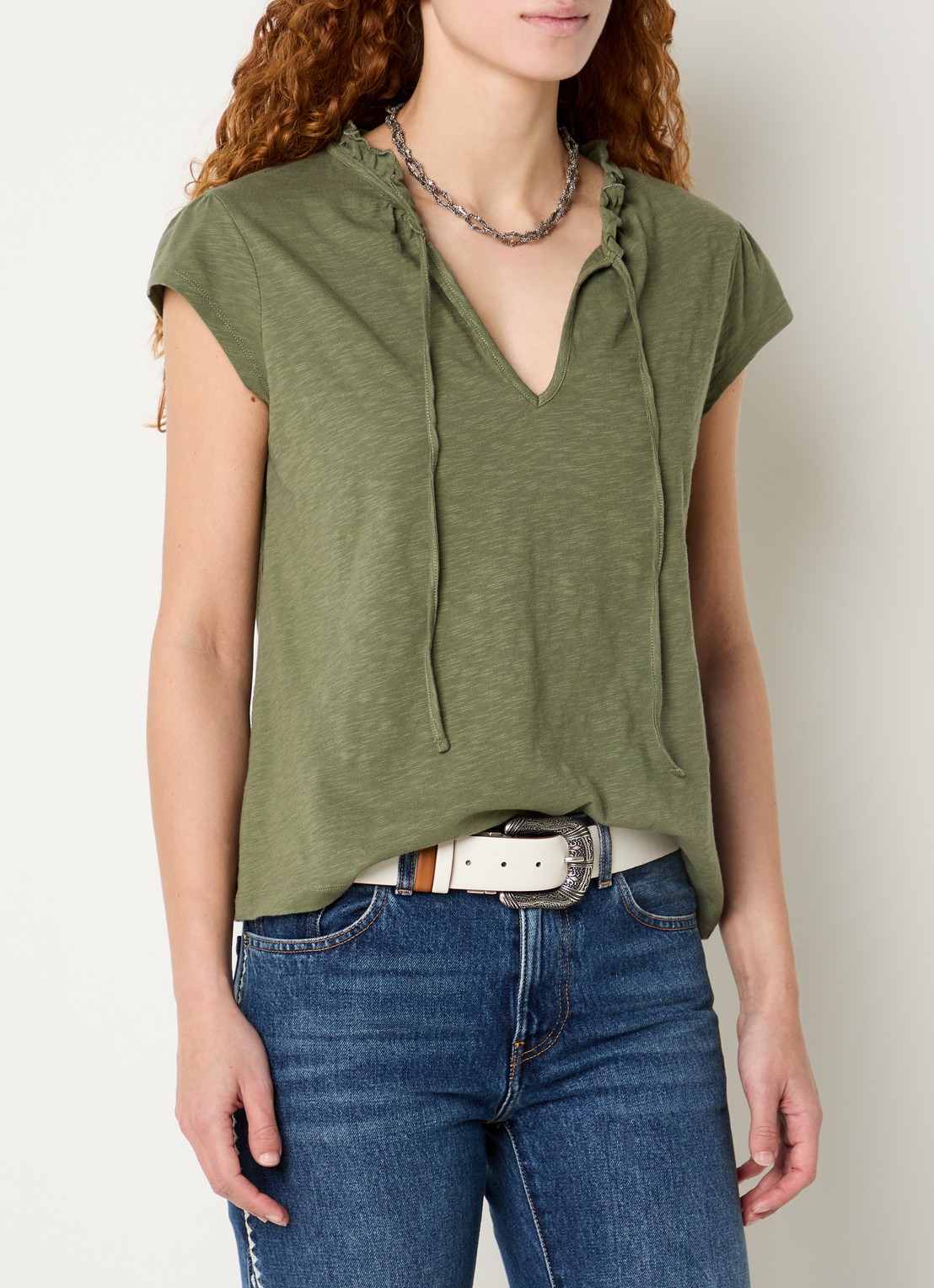 ba&sh Very top met strikkraag - detail 3 khaki