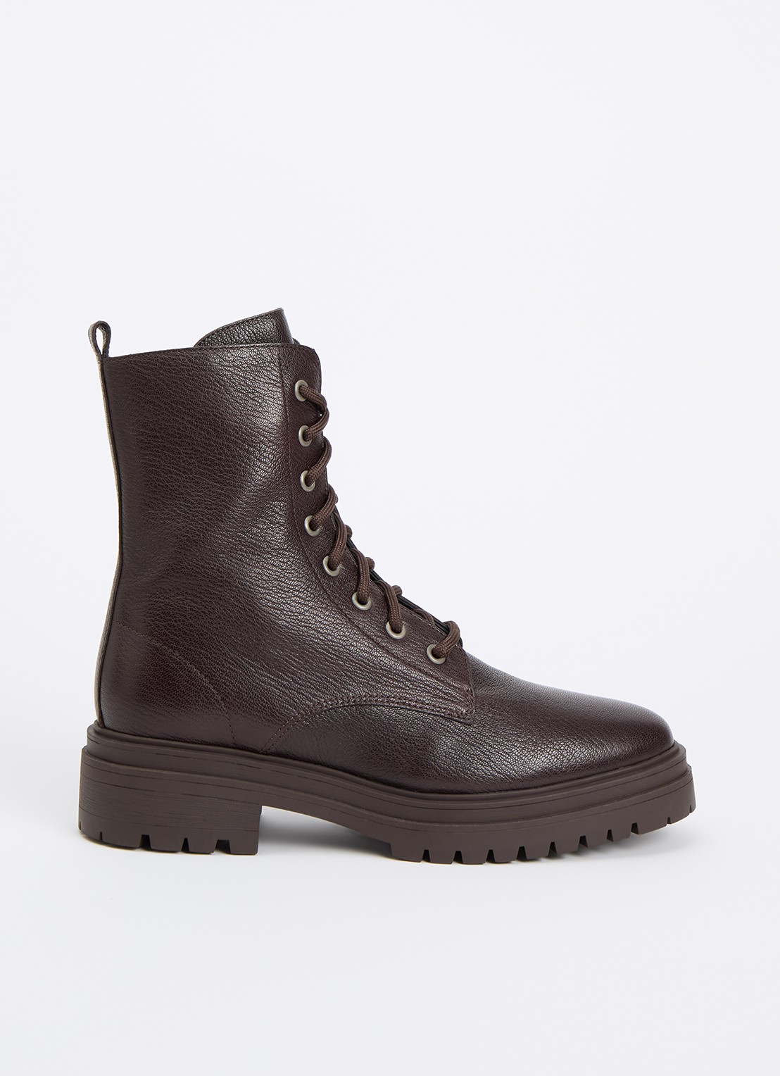 ba&sh Veterboot van leer - voorkant 3 donkerbruin