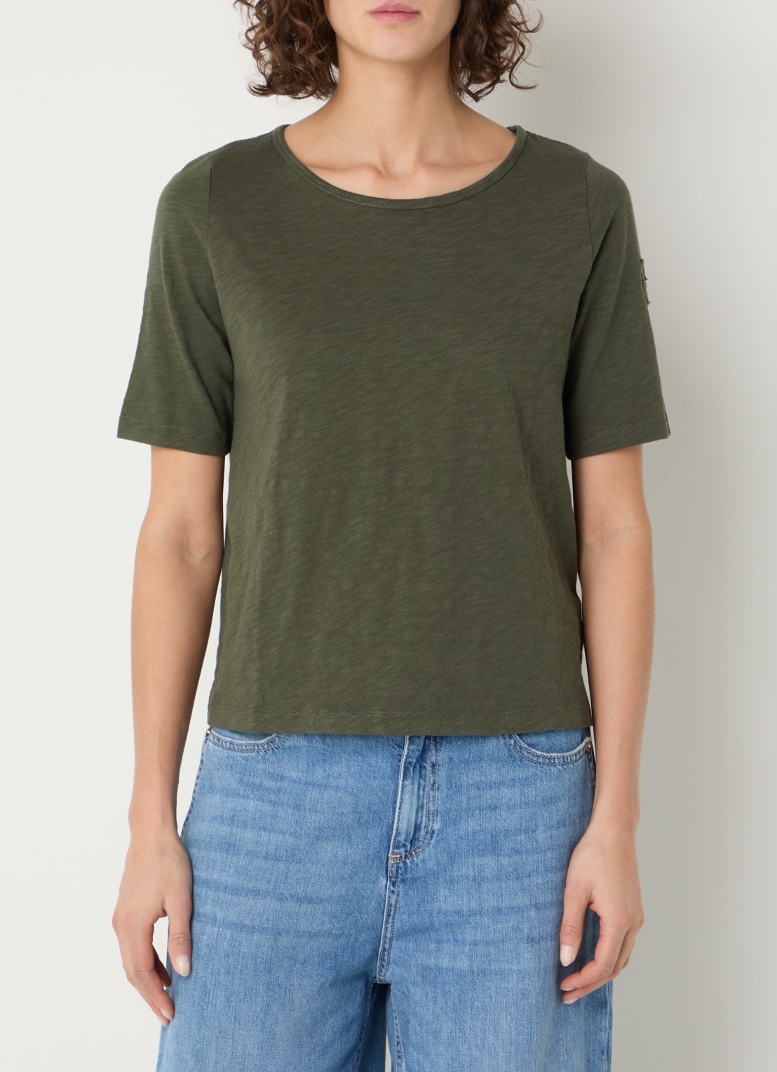 ba&sh Vina T-shirt met boothals - detail 4 khaki