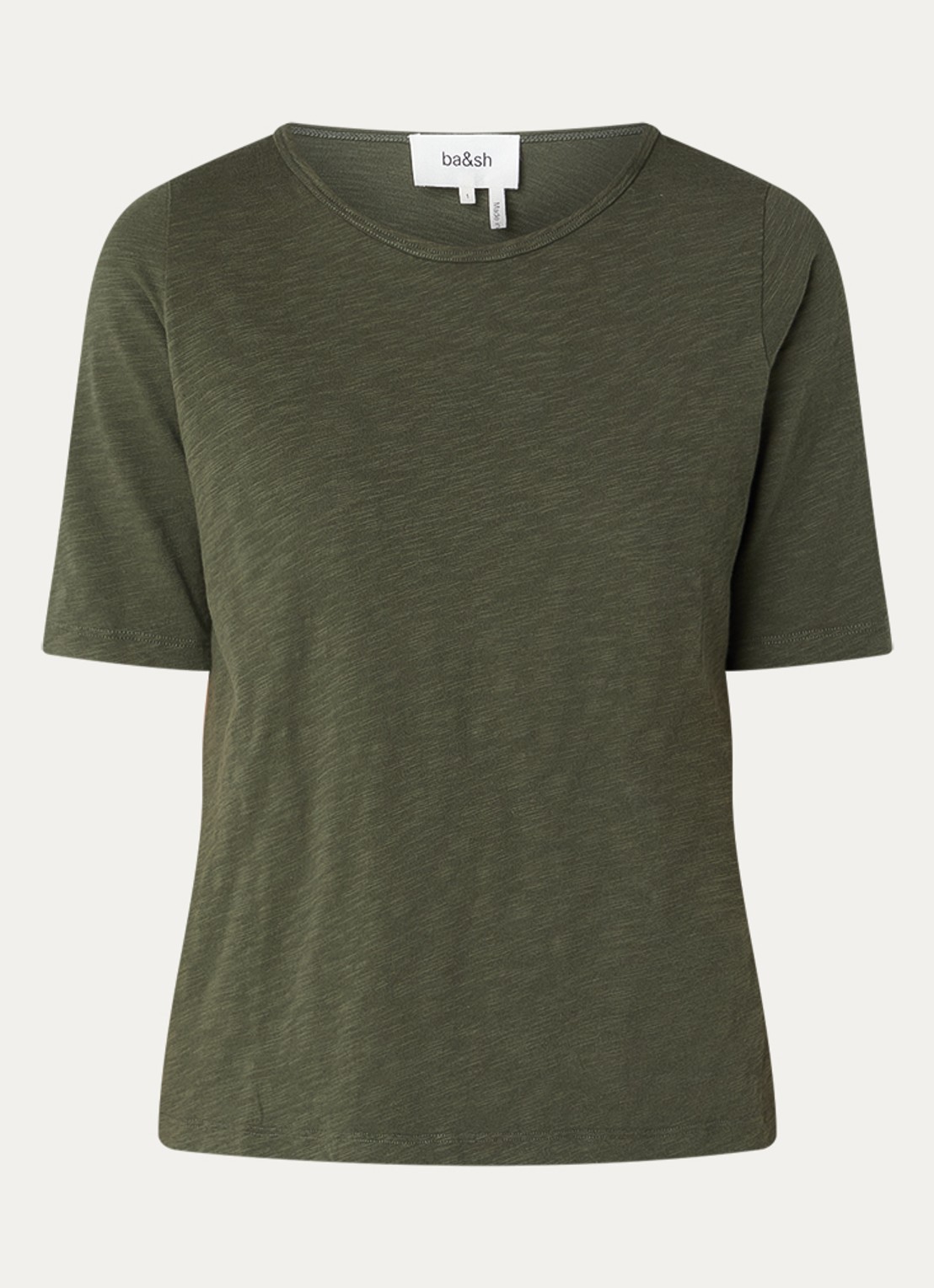 ba&sh Vina T-shirt met boothals - voorkant 2 khaki