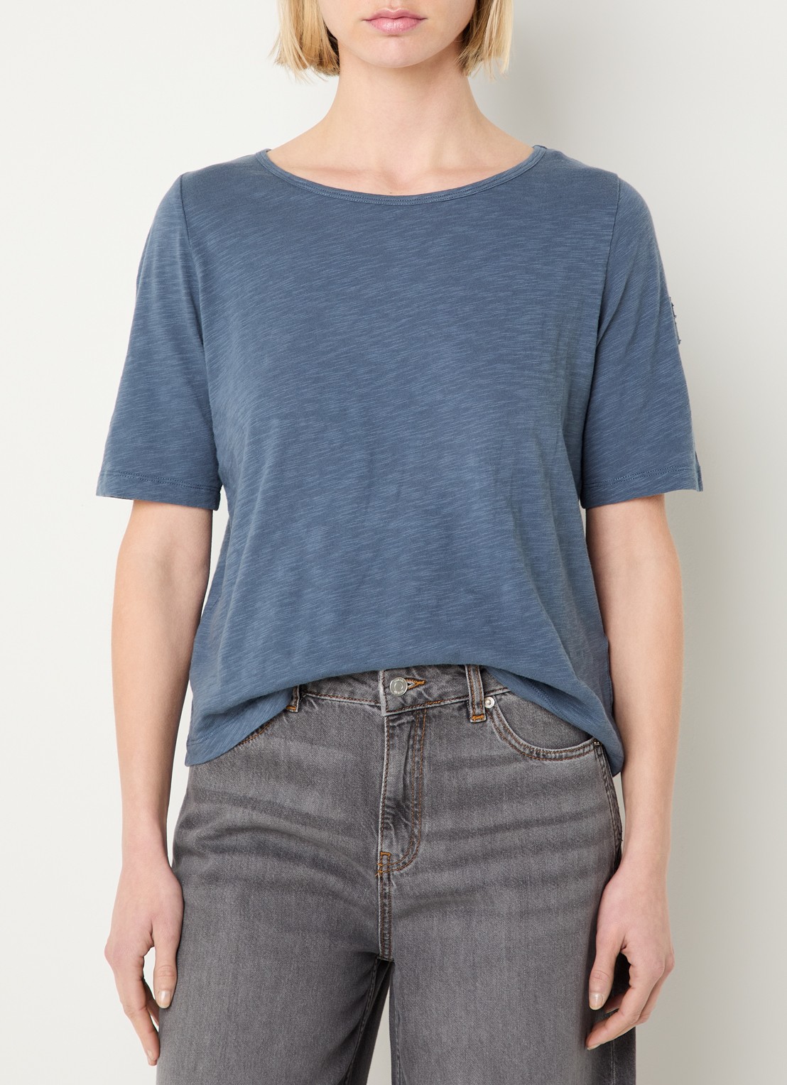 ba&sh Vina T-shirt met boothals - detail 4 petrol