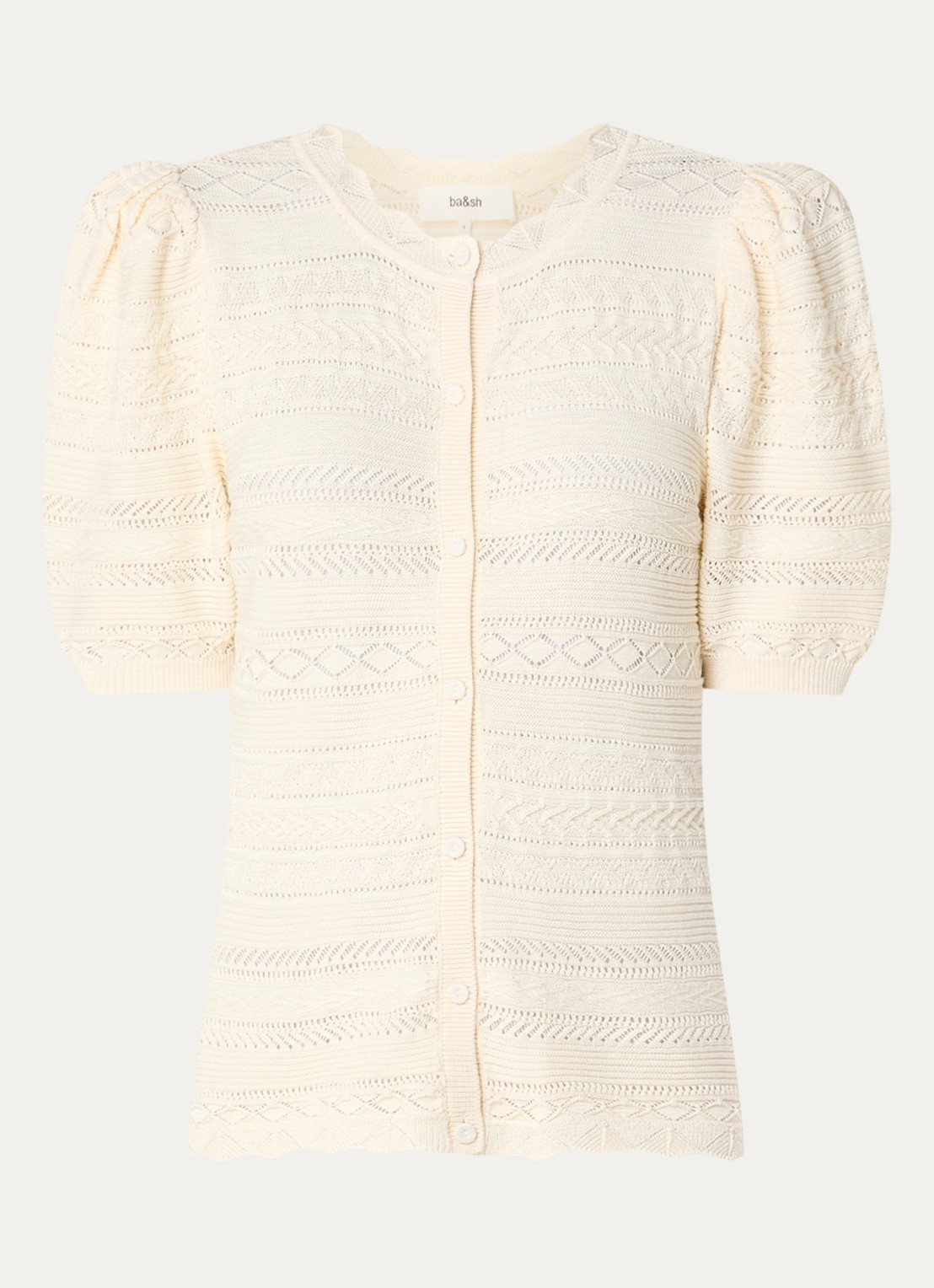 ba&sh Vinat blouse met broderie - voorkant 2 gebroken wit