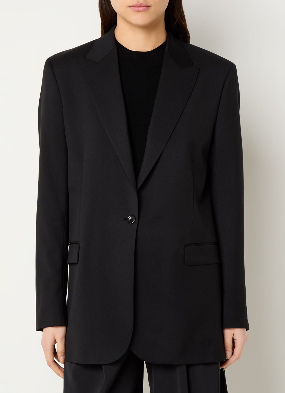 ba&sh Visha blazer van scheerwol met klepzakken - detail 4 zwart