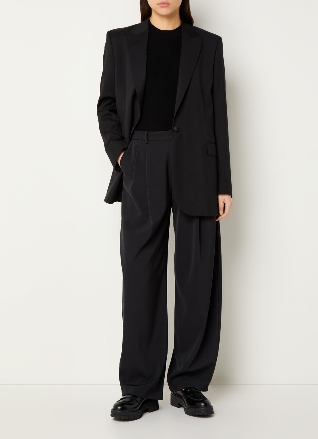 ba&sh Visha blazer van scheerwol met klepzakken - voorkant 3 zwart