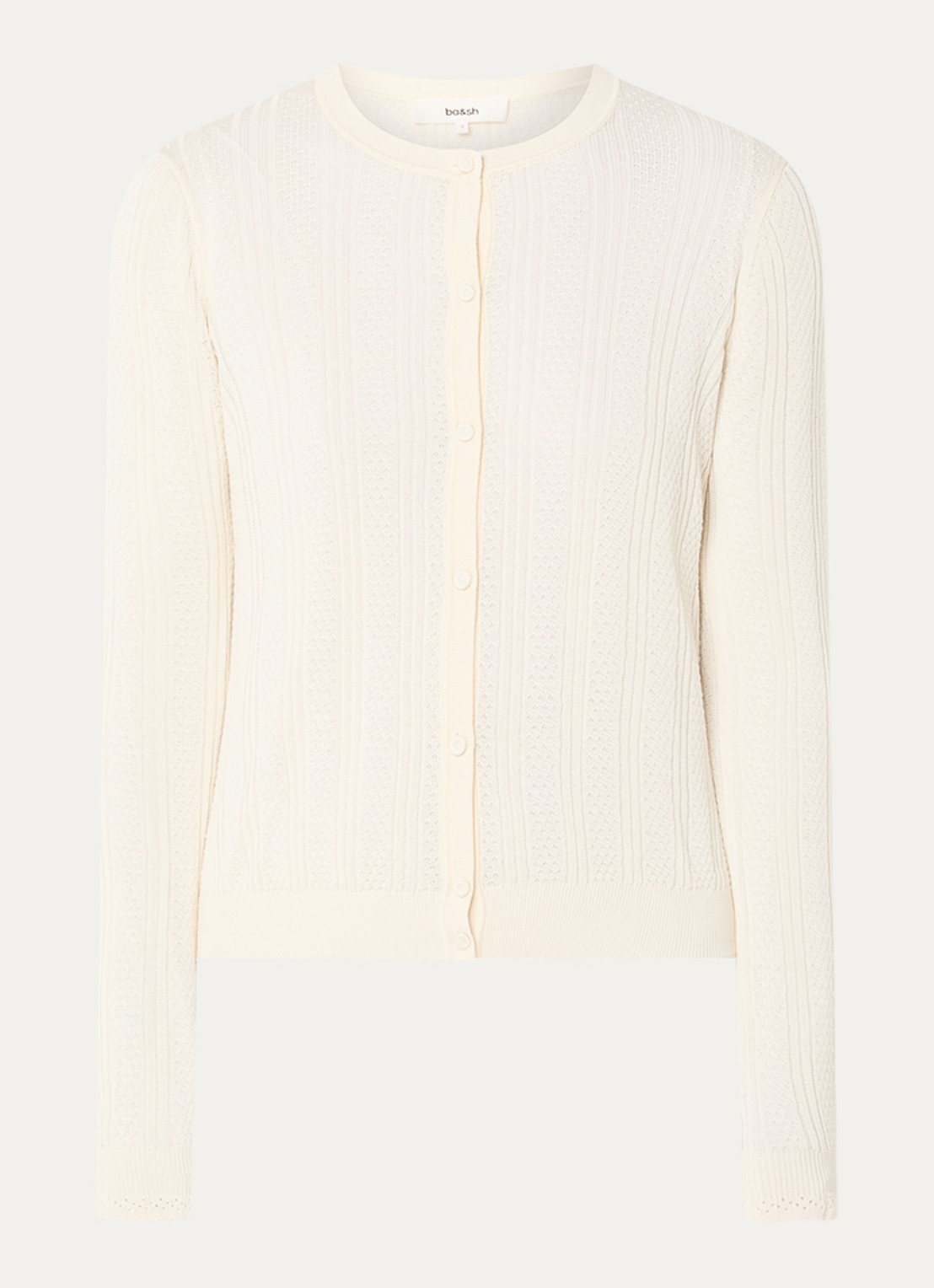 ba&sh Viviana fijngebreid vest met ronde hals - voorkant 5 creme