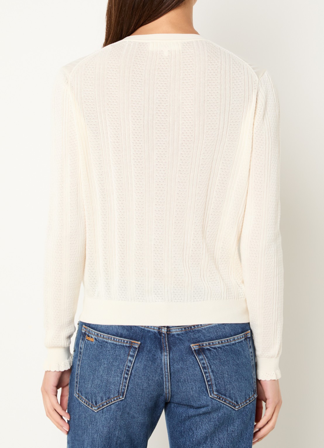 ba&sh Viviana fijngebreid vest met ronde hals - achterkant 2 creme