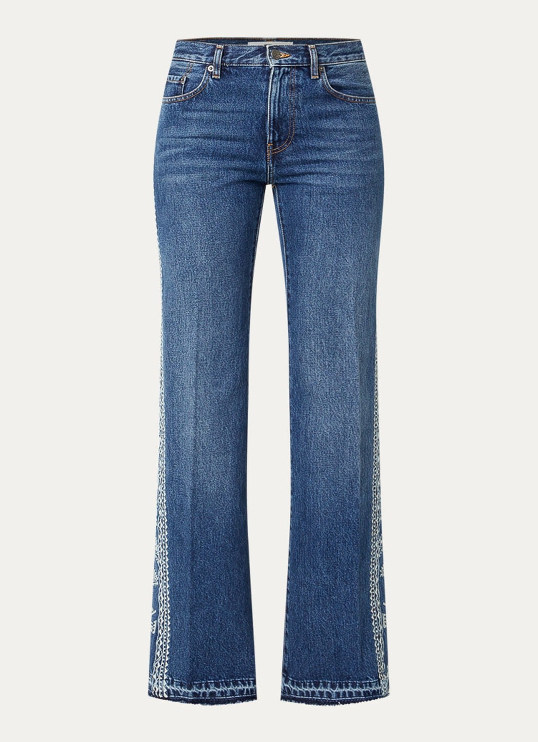ba&sh Vivy low waist flared jeans met medium wassing - voorkant indigo