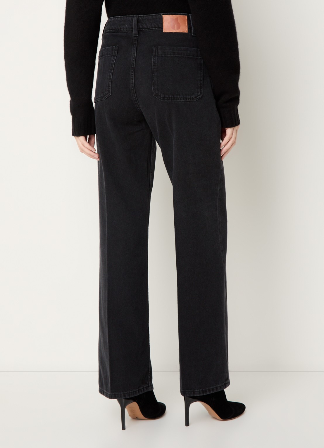 ba&sh Vocchi high waist wide leg jeans met gekleurde wassing - achterkant zwart