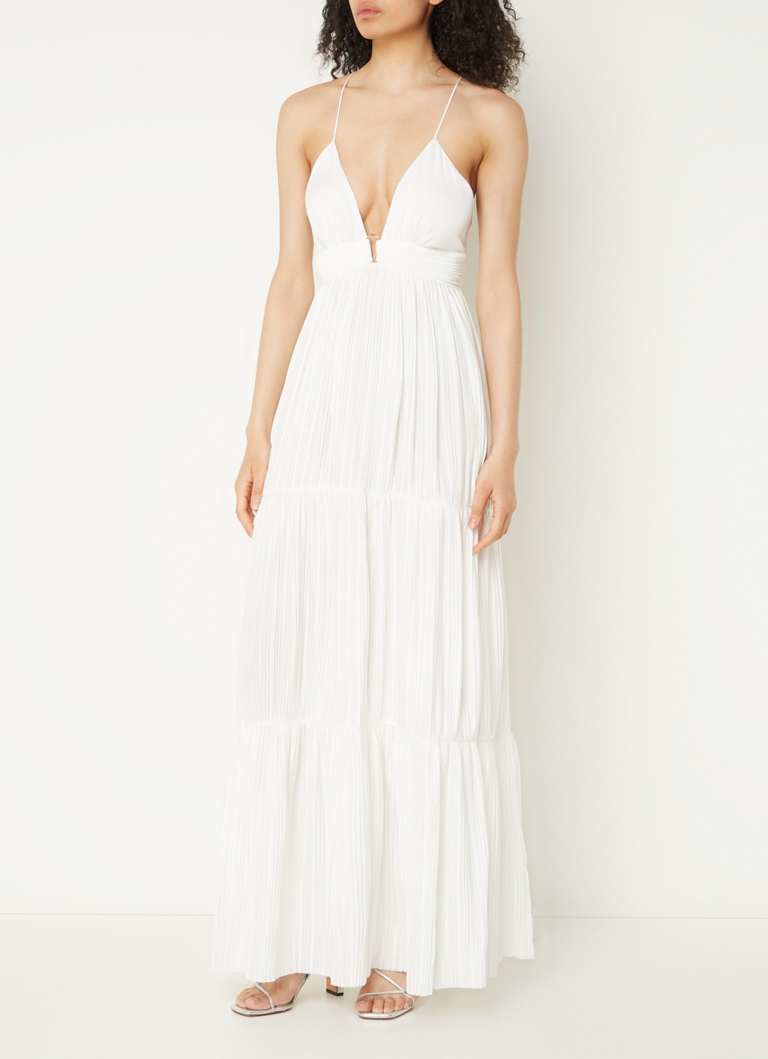 ba&sh Wasta maxi jurk met plissé   - detail wit