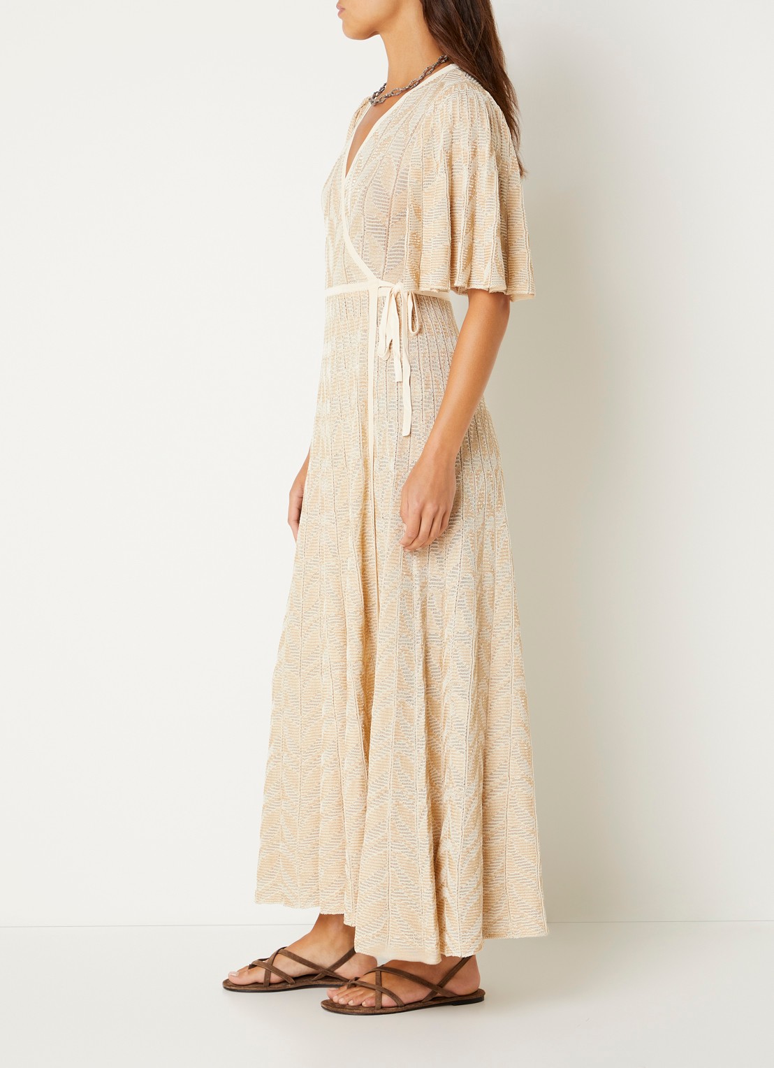 ba&sh Weena maxi wikkeljurk met lurex - voorkant 4 goud