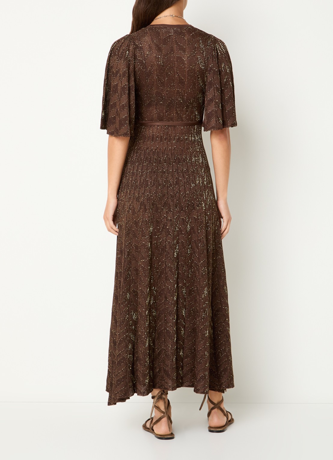 ba&sh Weena maxi wikkeljurk met lurex - achterkant 4 donkerbruin