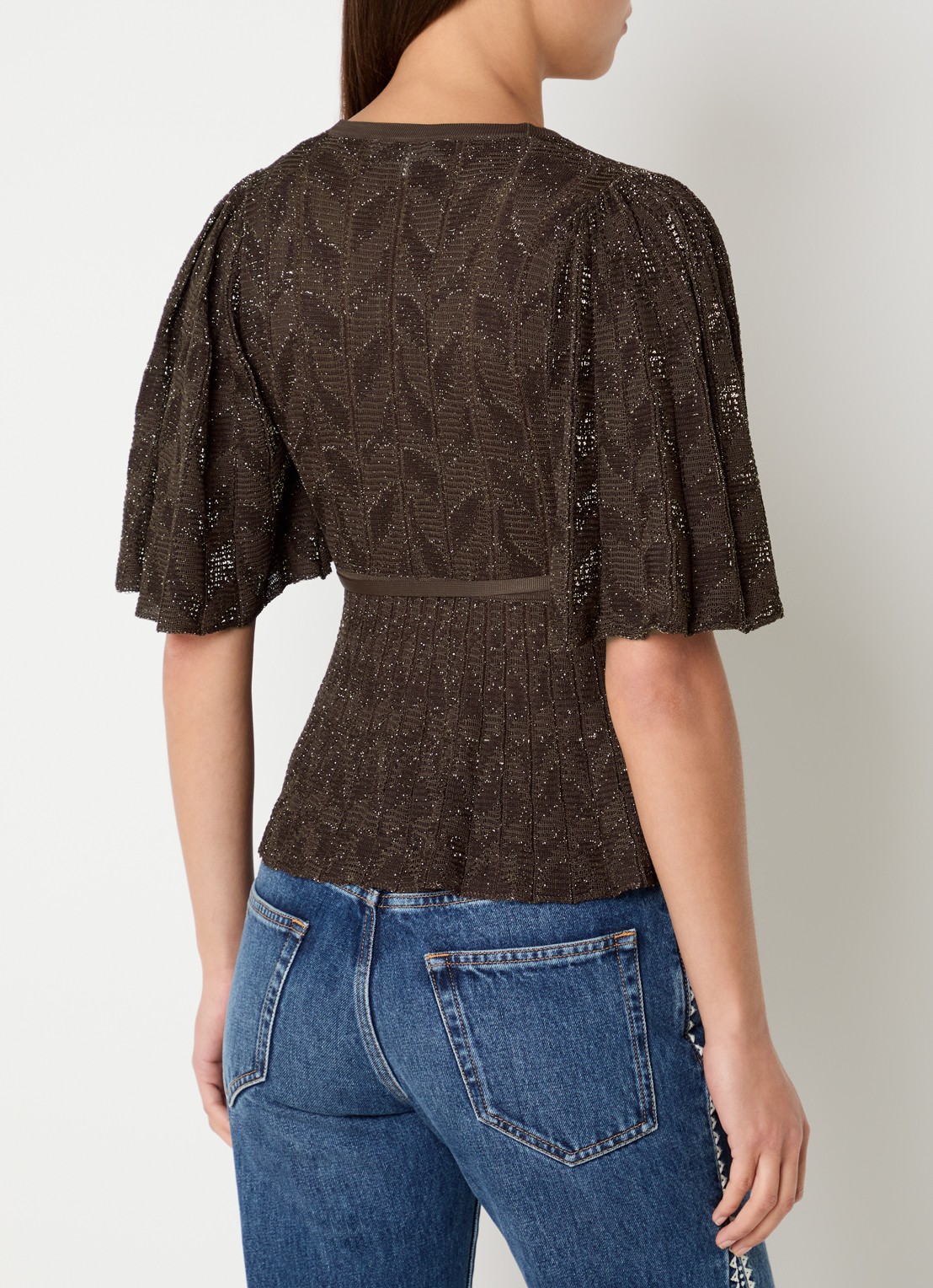 ba&sh Wendy wikkeltop met lurex - achterkant 4 donkerbruin