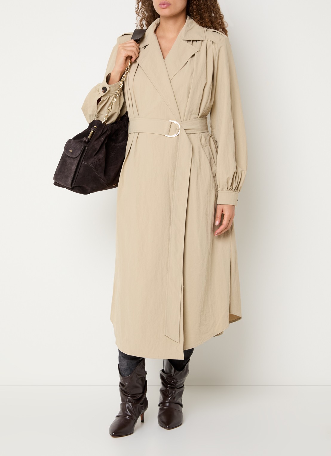 ba&sh Wili trenchcoat met steekzakken - voorkant 3 beige