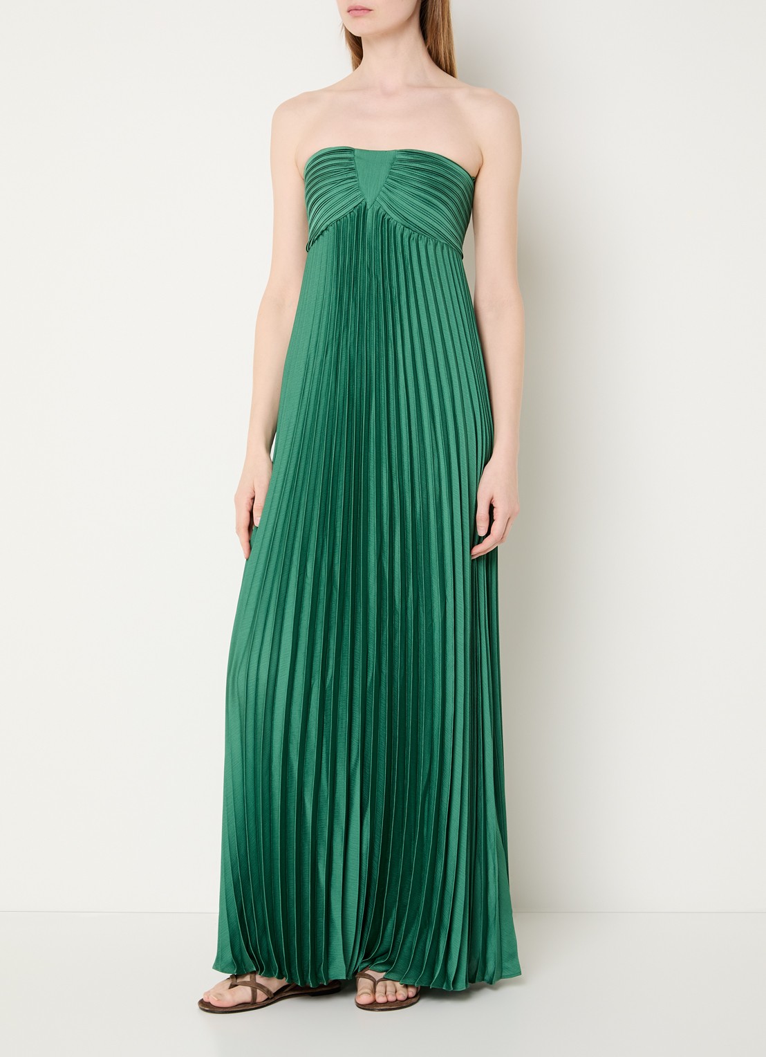 ba&sh Willow maxi jurk met plissé - detail groen
