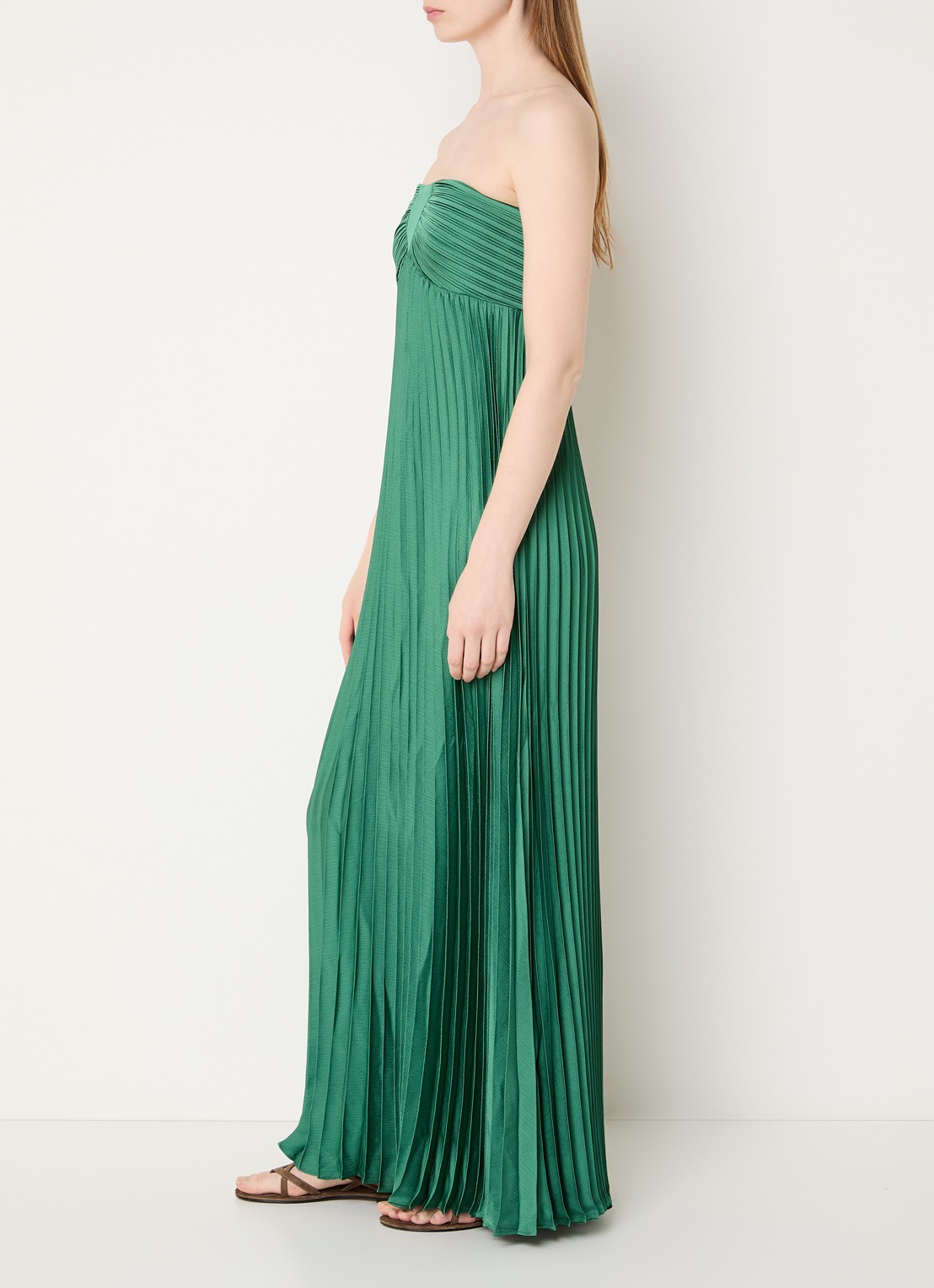 ba&sh Willow maxi jurk met plissé - voorkant 4 groen