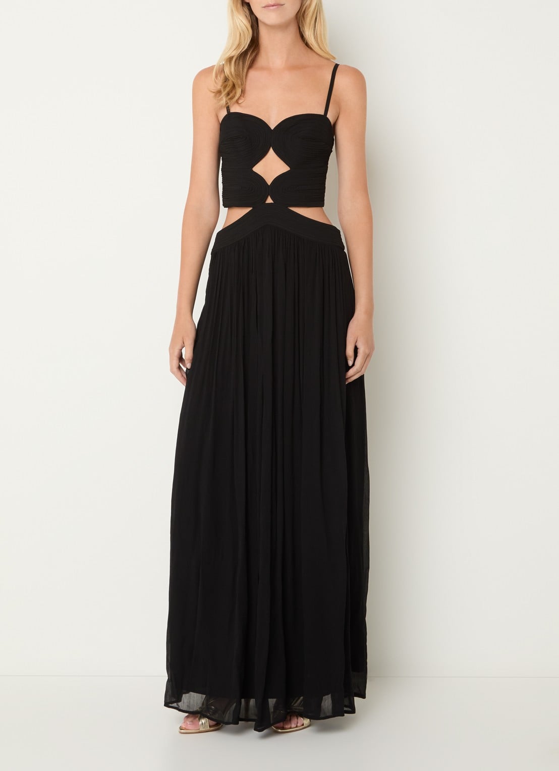 ba&sh Wira maxi rok met plooien - detail 4 zwart