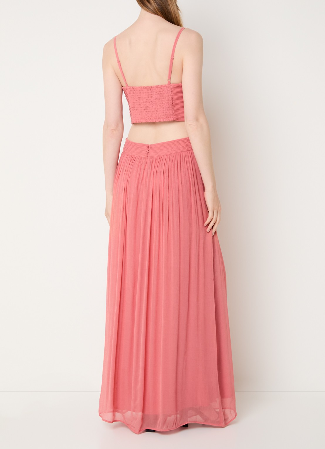 ba&sh Wira maxi rok met plooien - achterkant 4 zalmroze