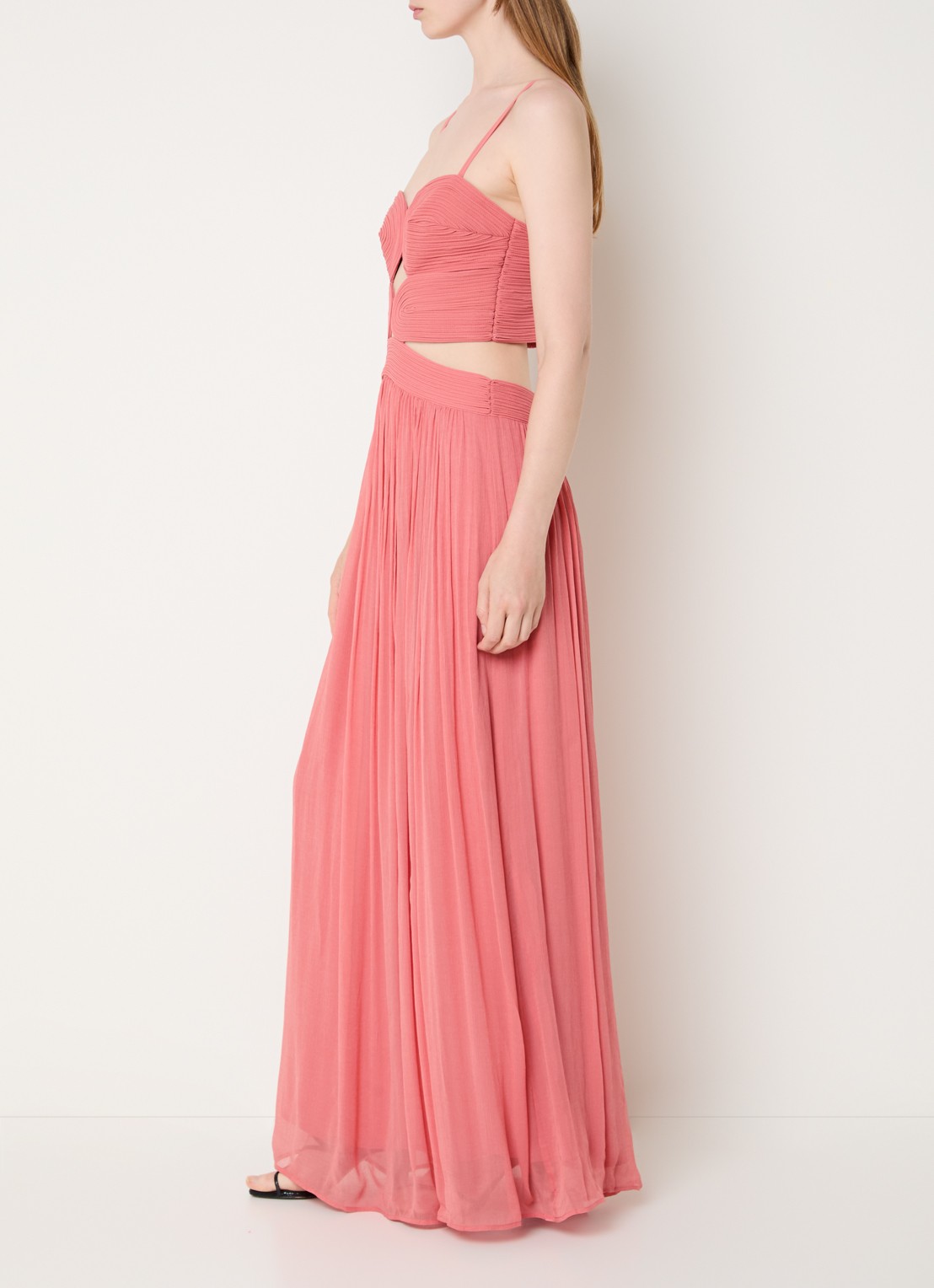 ba&sh Wira maxi rok met plooien - voorkant 3 zalmroze