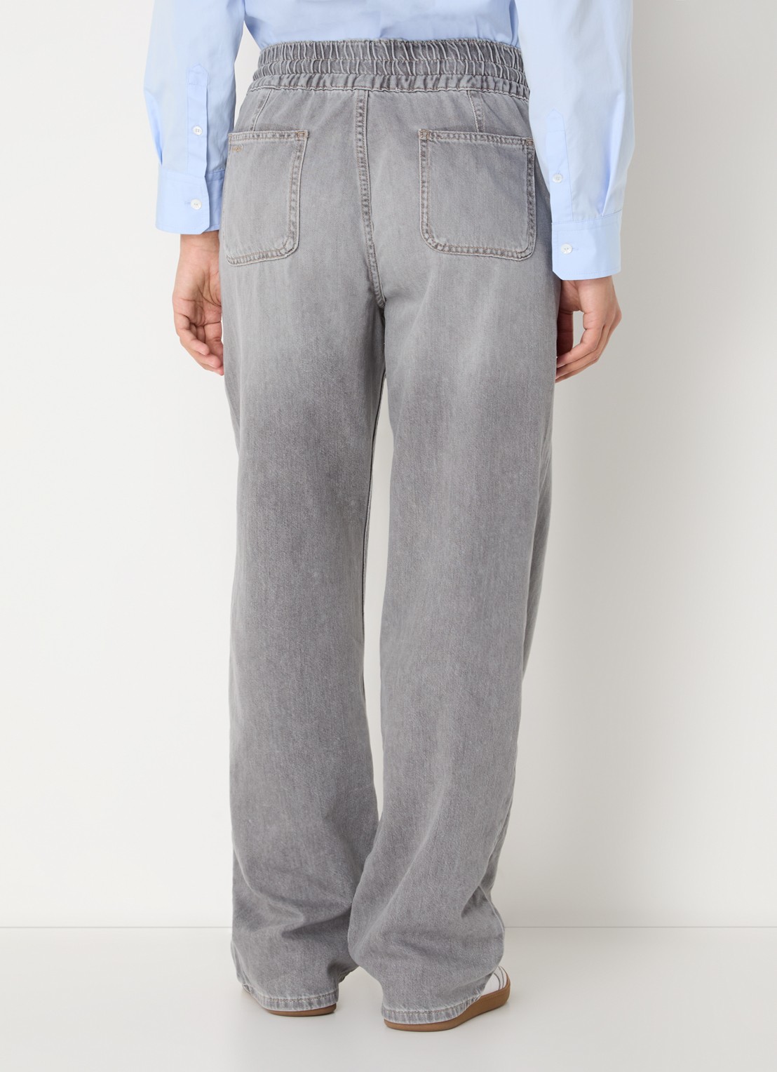 ba&sh Yima high waist straight leg jeans met gekleurde wassing - achterkant 3 grijs