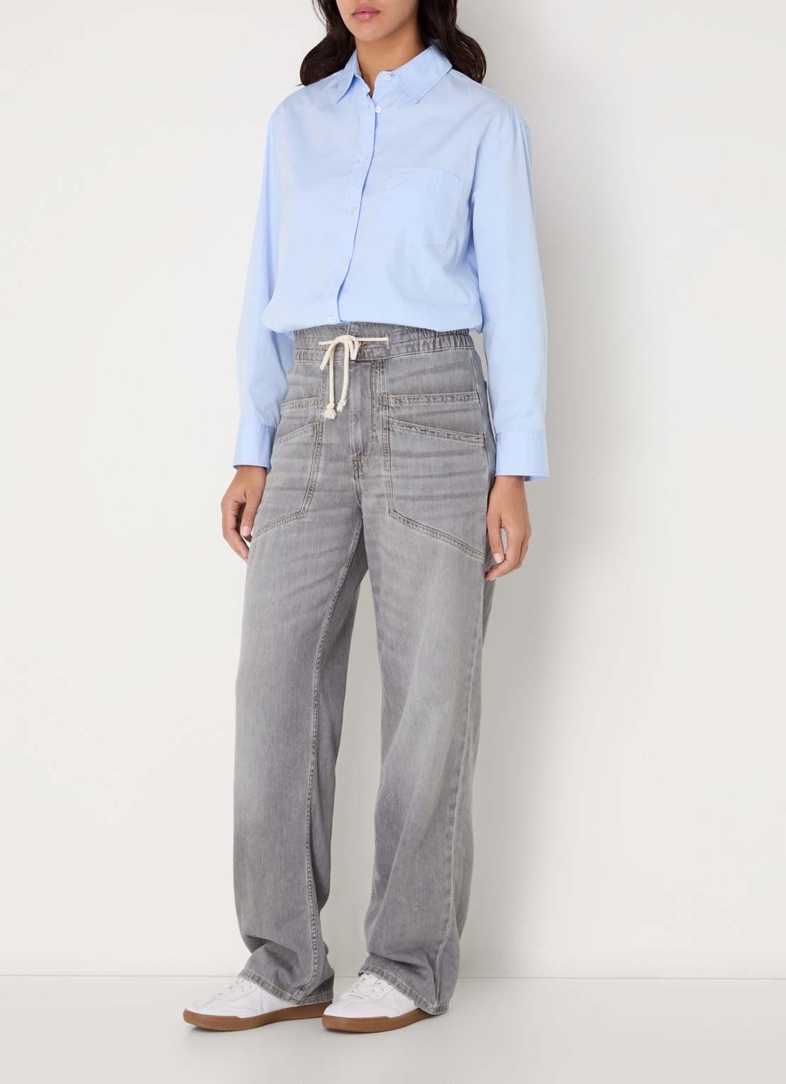 ba&sh Yima high waist straight leg jeans met gekleurde wassing - voorkant 5 grijs