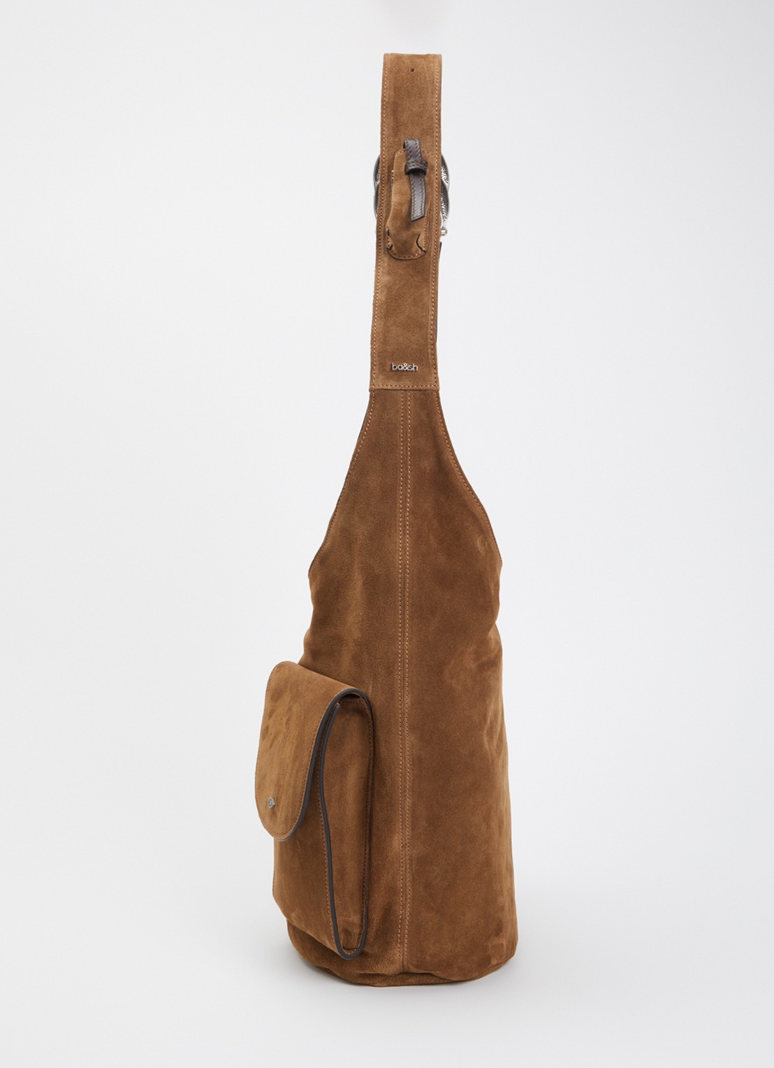 ba&sh YouYou crossbodytas van kalfssuède met verstelbare schouderriem - detail 3 cognac