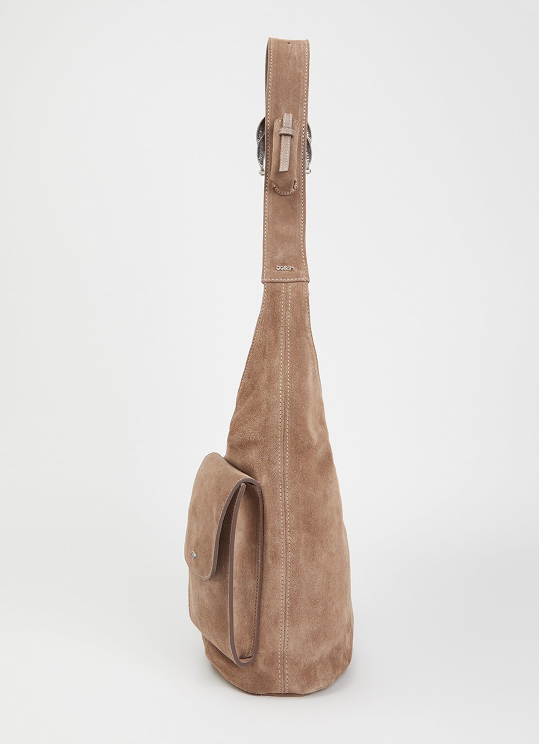 ba&sh Youyou crossbodytas van kalfssuède met verstelbare schouderriem - detail 4 donkerbeige