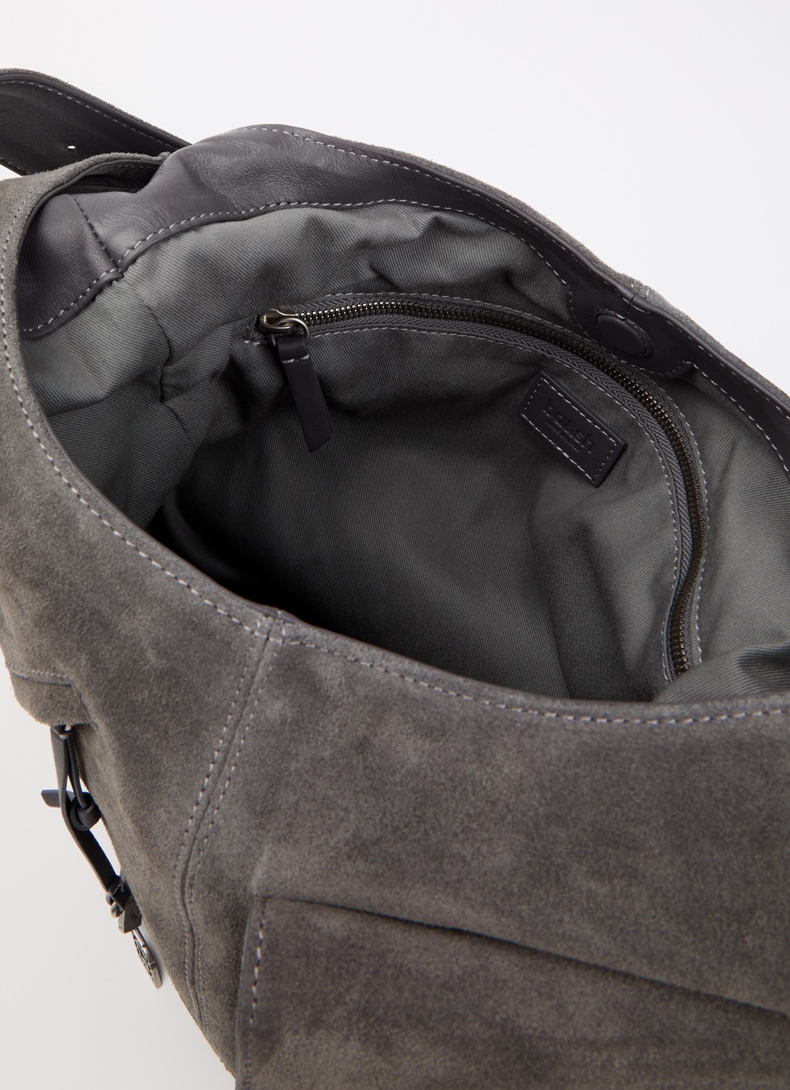 ba&sh YouYou crossbodytas van kalfssuède met verstelbare schouderriem - detail 3 donkergrijs