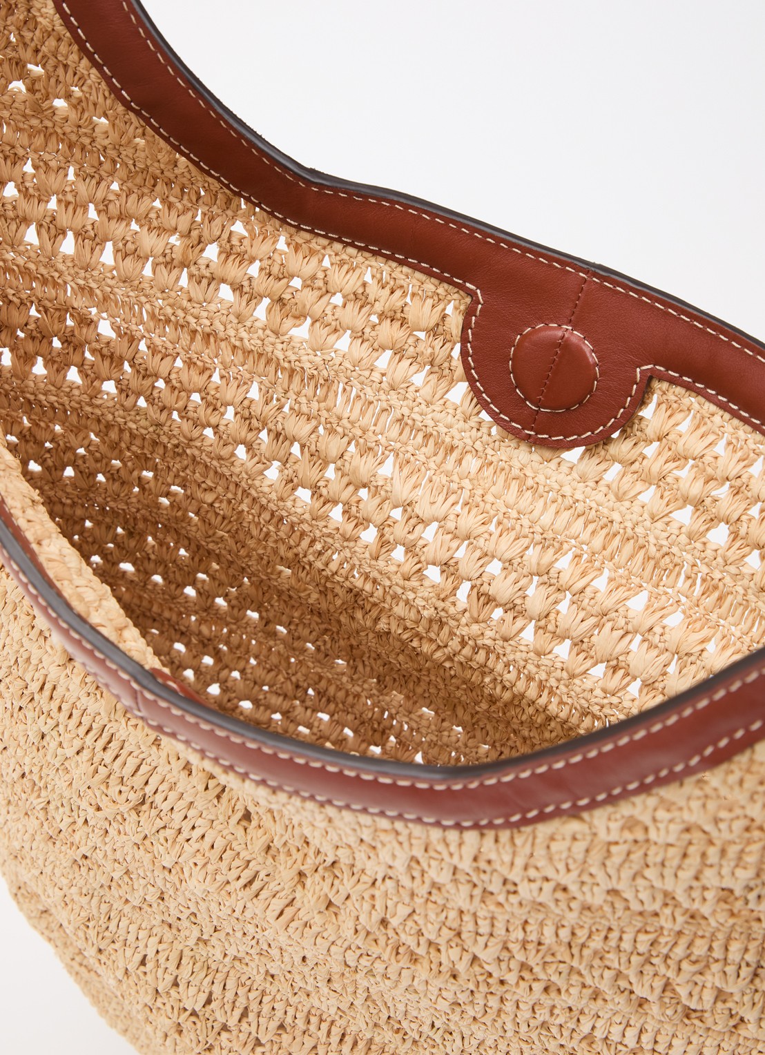 ba&sh YouYou crossbodytas van raffia met details van leer - detail 3 beige
