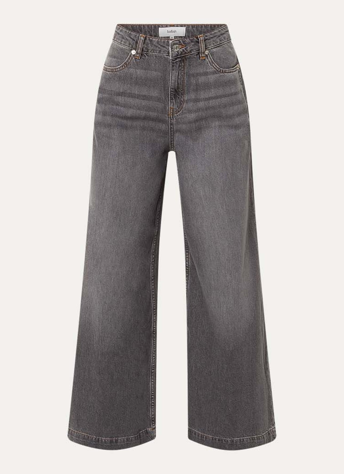 ba&sh Yusc high waist wide leg jeans met gekleurde wassing - voorkant 2 lichtgrijs