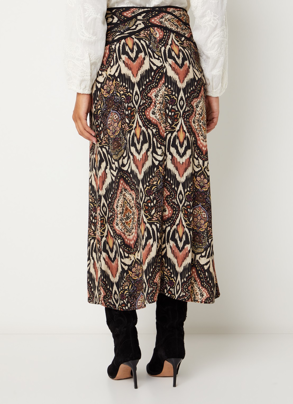 ba&sh Zaim maxi rok met print - achterkant 4 zwart