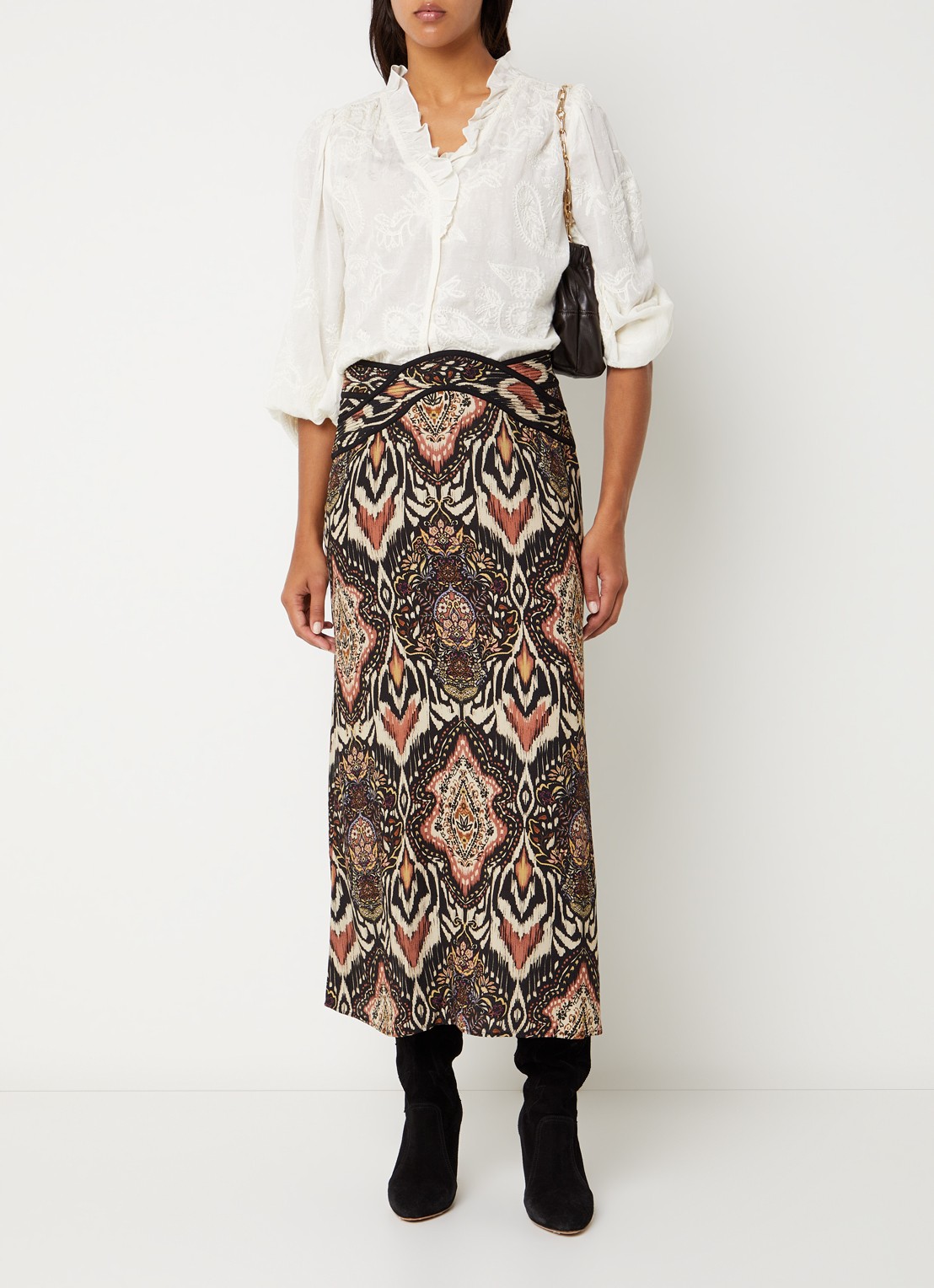 ba&sh Zaim maxi rok met print - voorkant 3 zwart