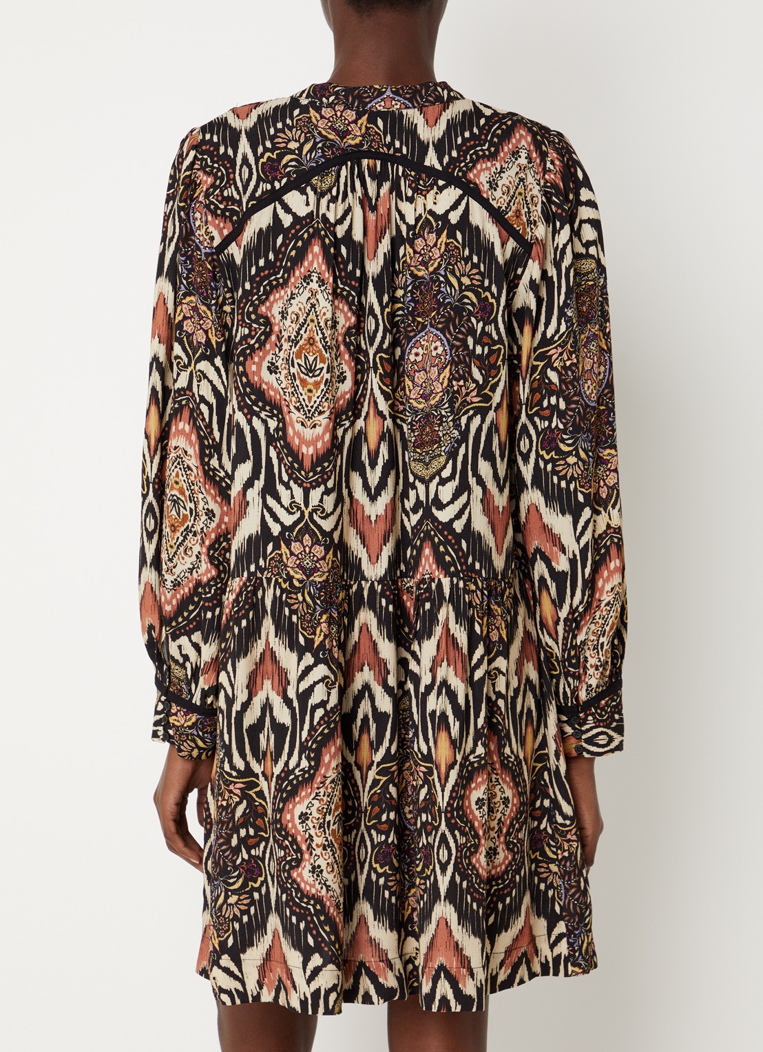 ba&sh Zaza mini tuniekjurk met print - achterkant 2 zwart