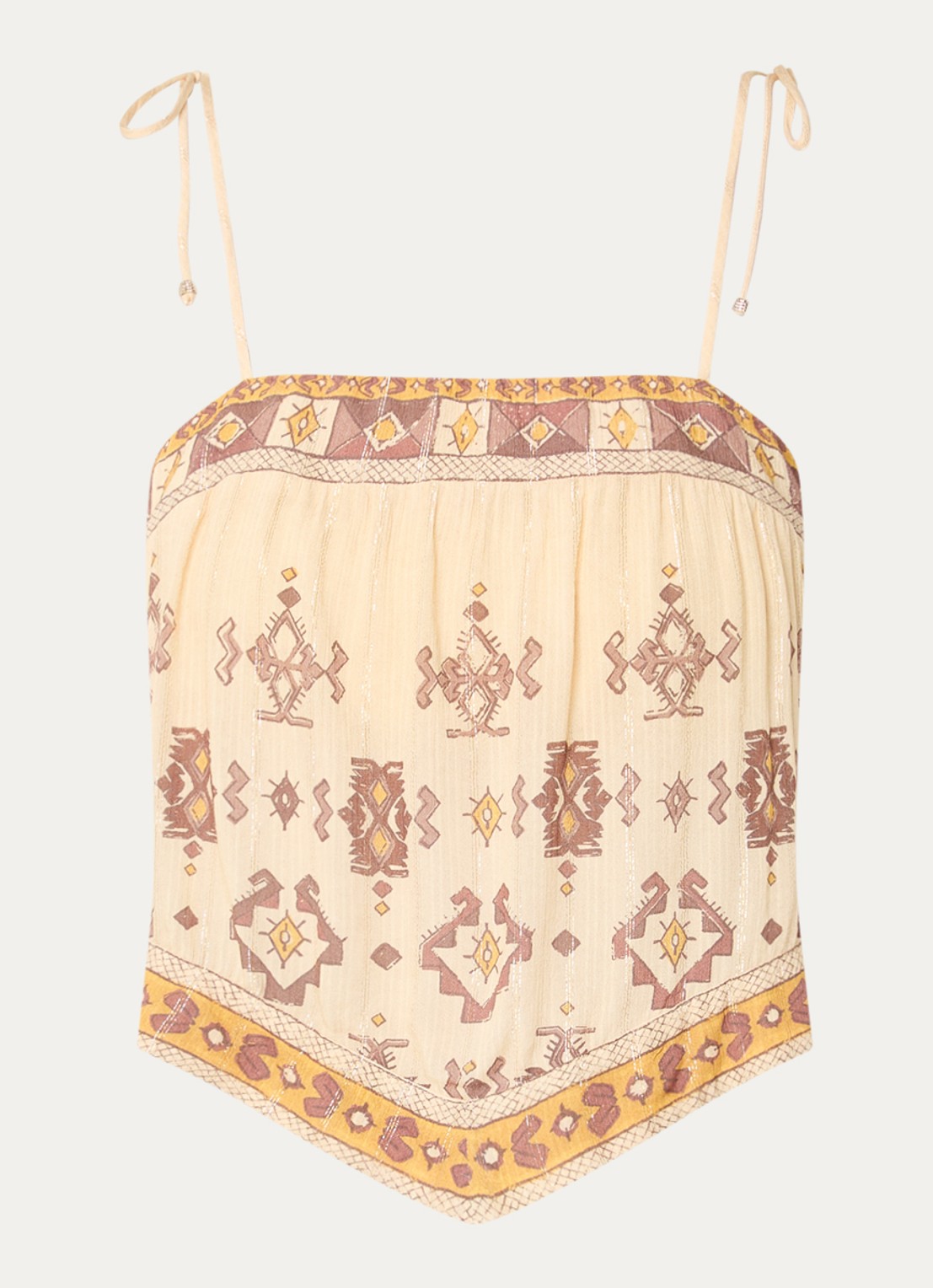 ba&sh Zelie top met print - voorkant 3 geel