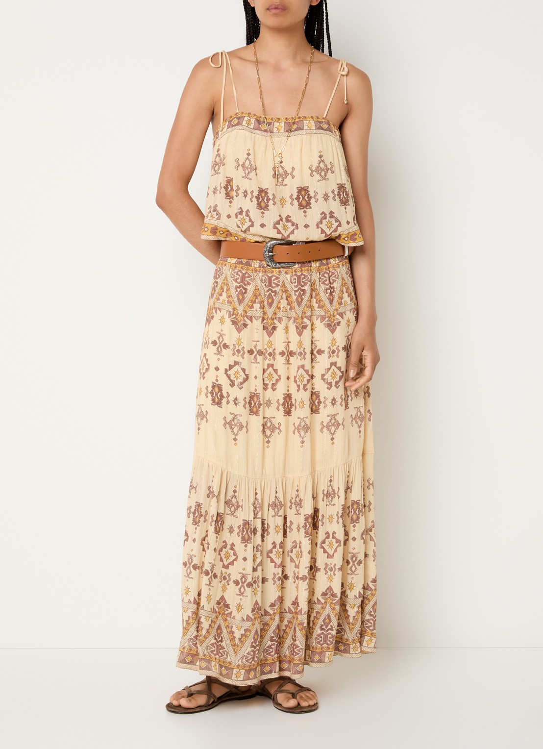 ba&sh Zelie top met print - voorkant 4 geel