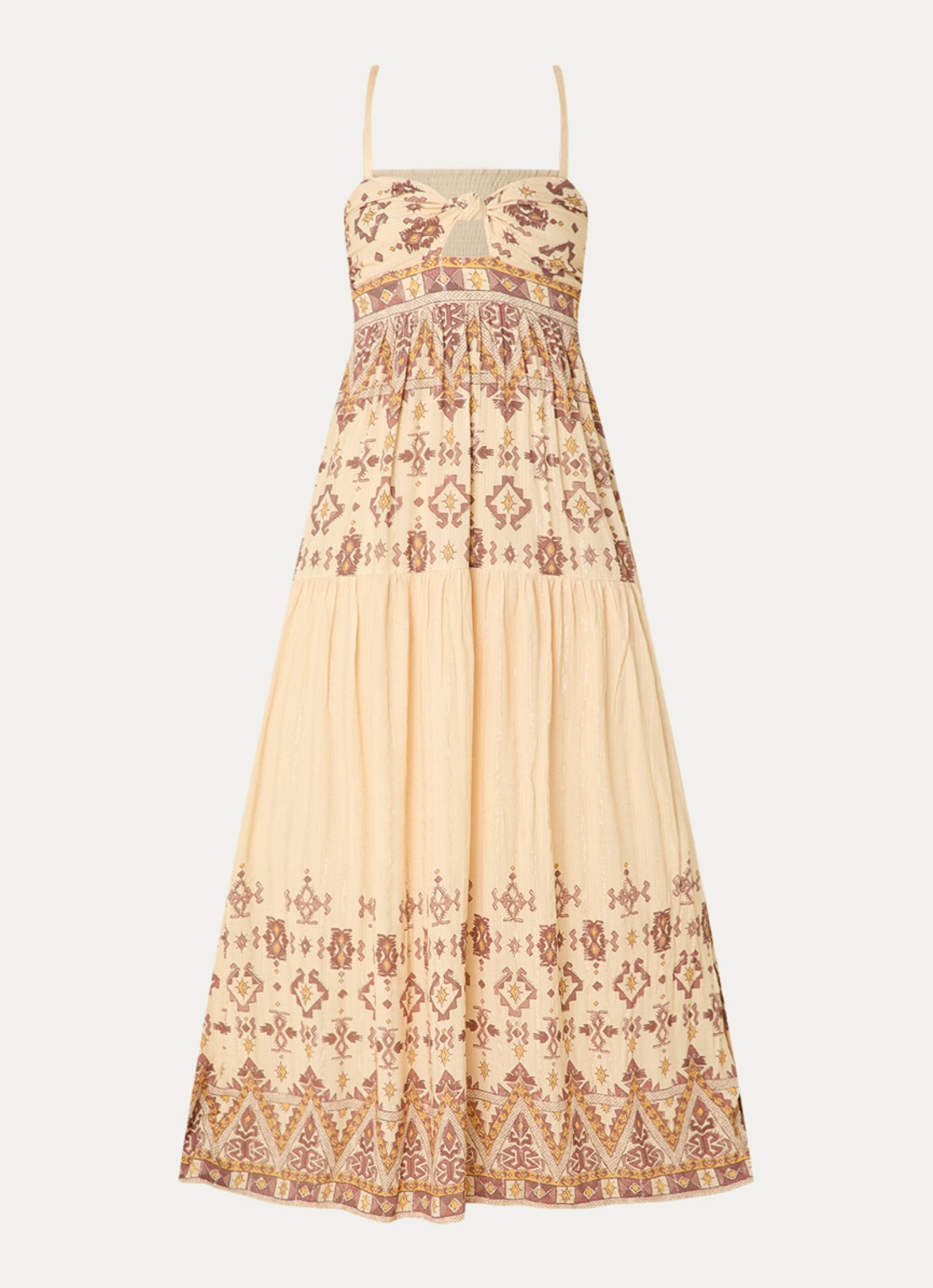 ba&sh Zema off-shoulder maxi jurk met print - voorkant 2 geel