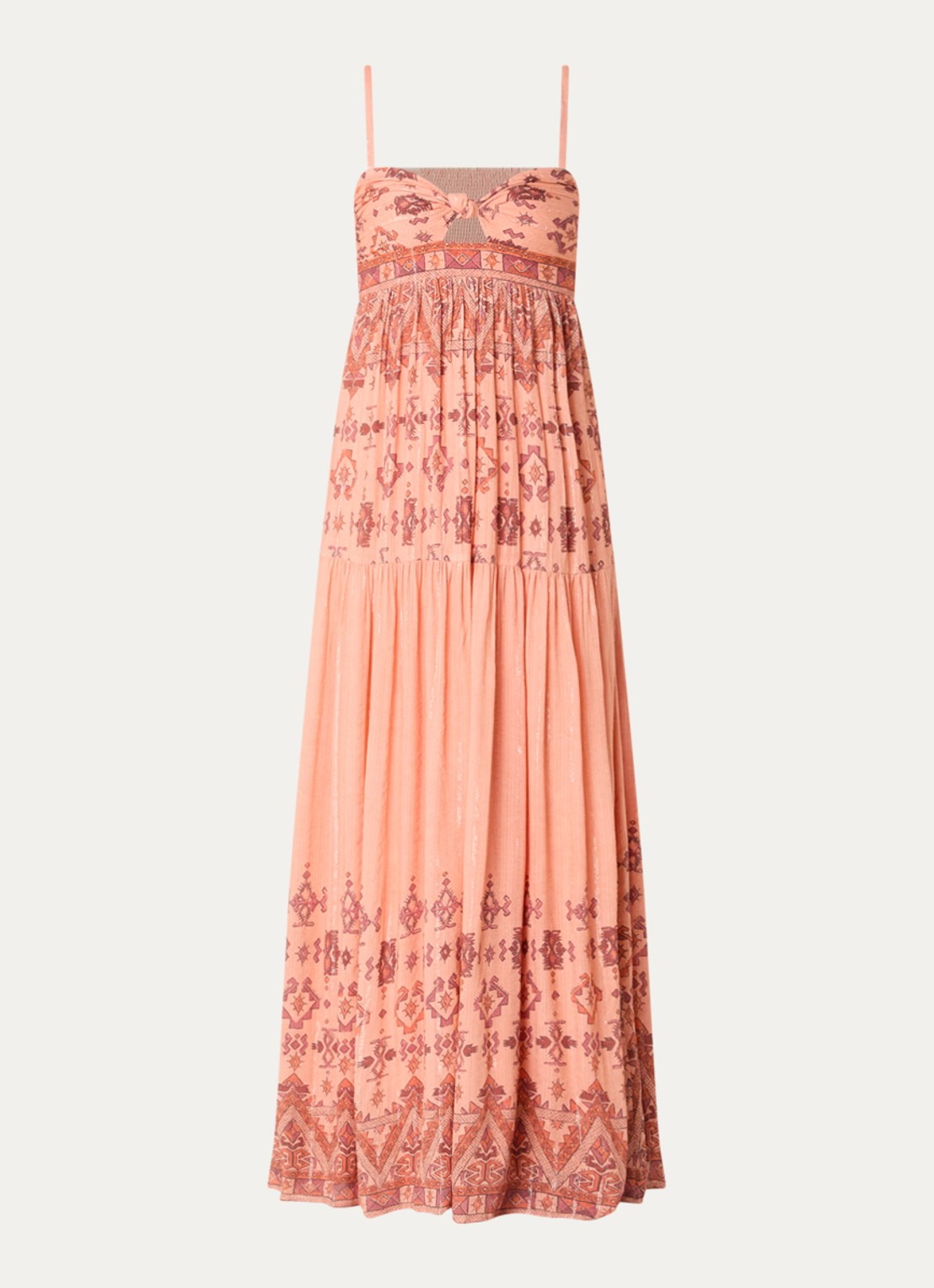ba&sh Zema off-shoulder maxi jurk met print - voorkant 2 abrikoos