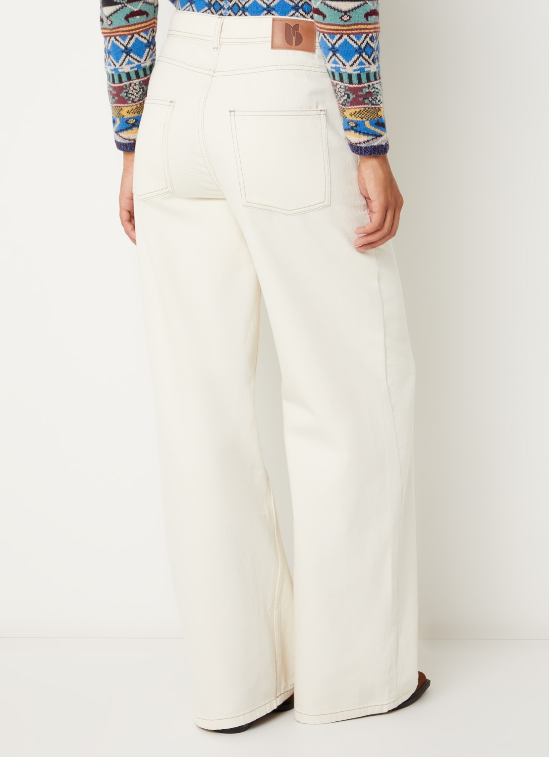 ba&sh Zoel high waist flared fit jeans met gekleurde wassing - achterkant 3 gebroken wit