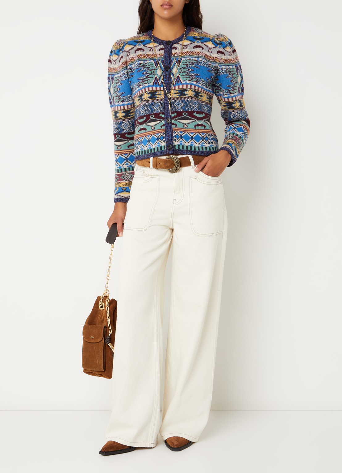 ba&sh Zoel high waist flared fit jeans met gekleurde wassing - voorkant 5 gebroken wit
