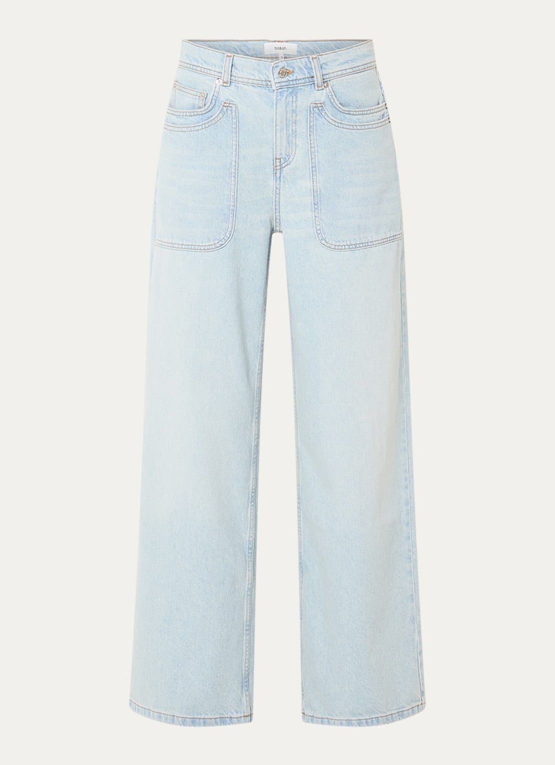 ba&sh Zoel mid waist wide leg jeans met lichte wassing - voorkant 4 indigo