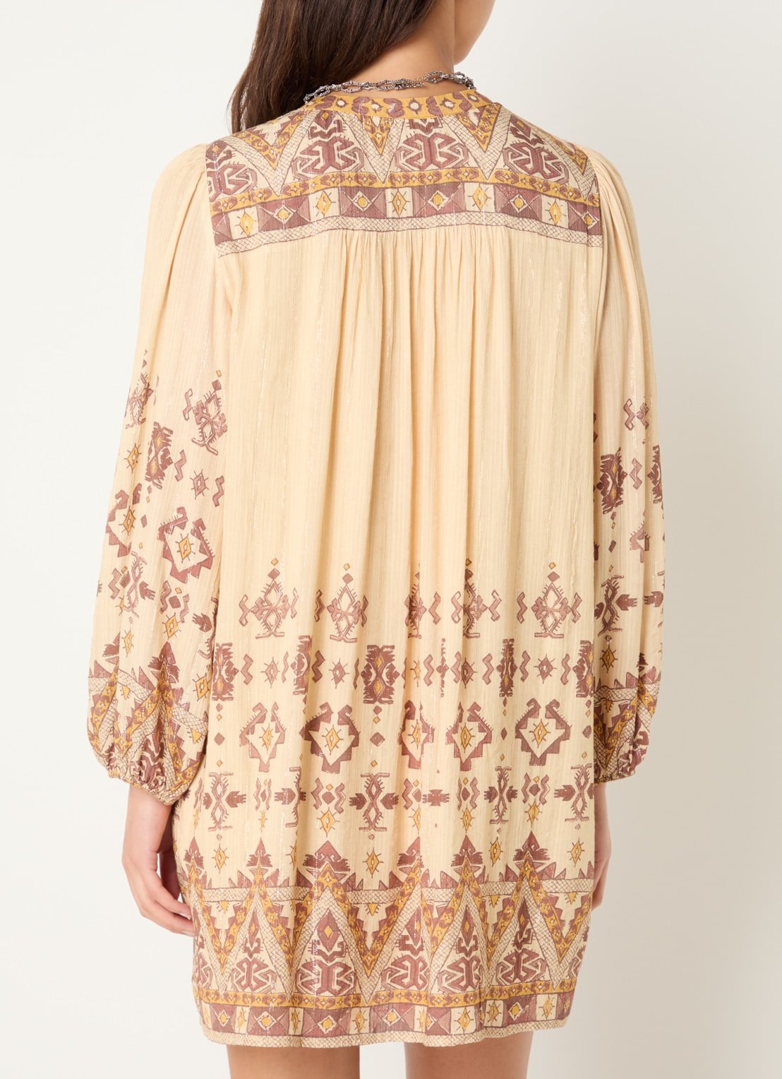 ba&sh Zola semi-transparante mini tuniekjurk met print - achterkant 4 geel