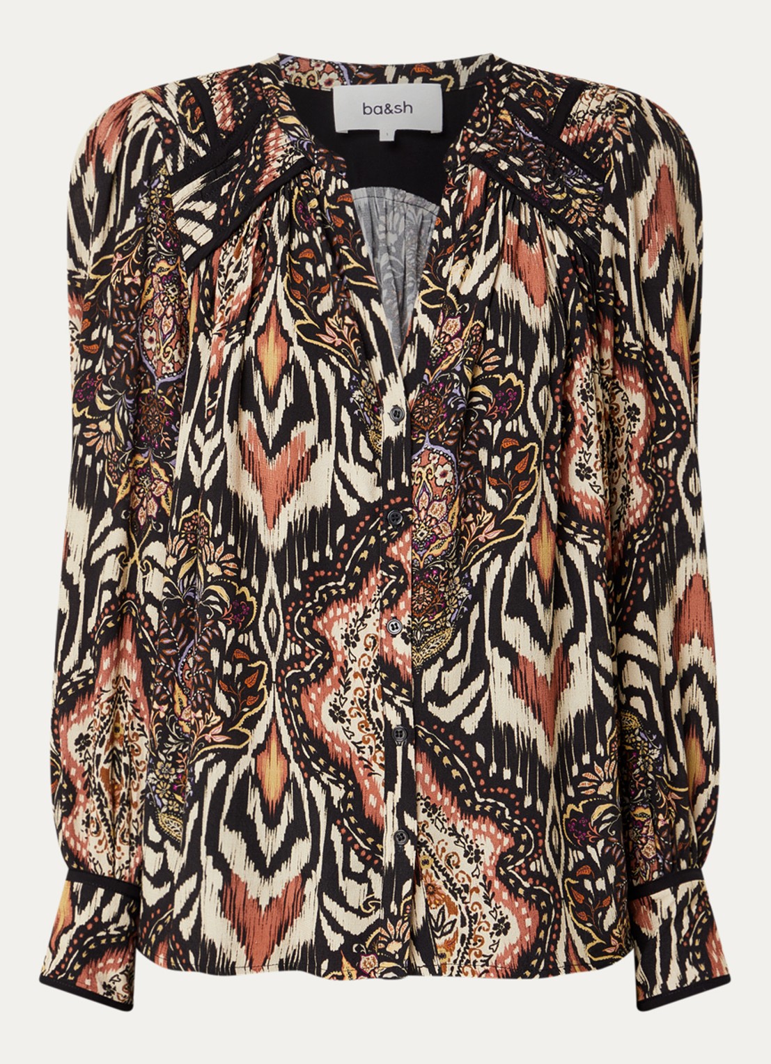 ba&sh Zolie blouse met print - voorkant 3 zwart