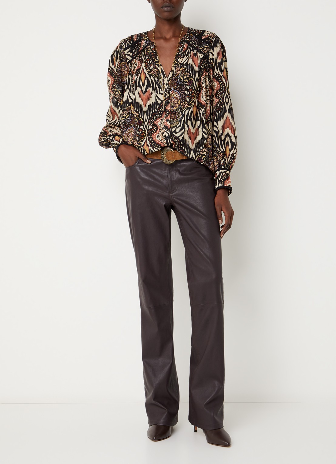 ba&sh Zolie blouse met print - voorkant 4 zwart