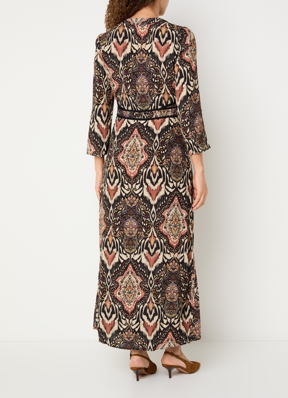 ba&sh Zonoa maxi jurk met print - achterkant zwart