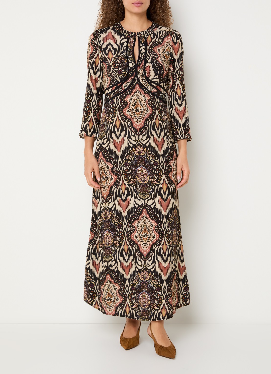 ba&sh Zonoa maxi jurk met print - detail 4 zwart