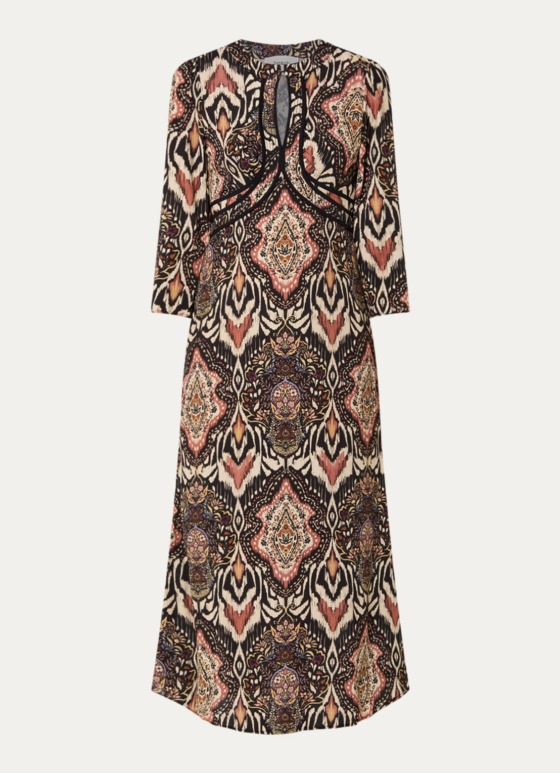 ba&sh Zonoa maxi jurk met print - voorkant 2 zwart