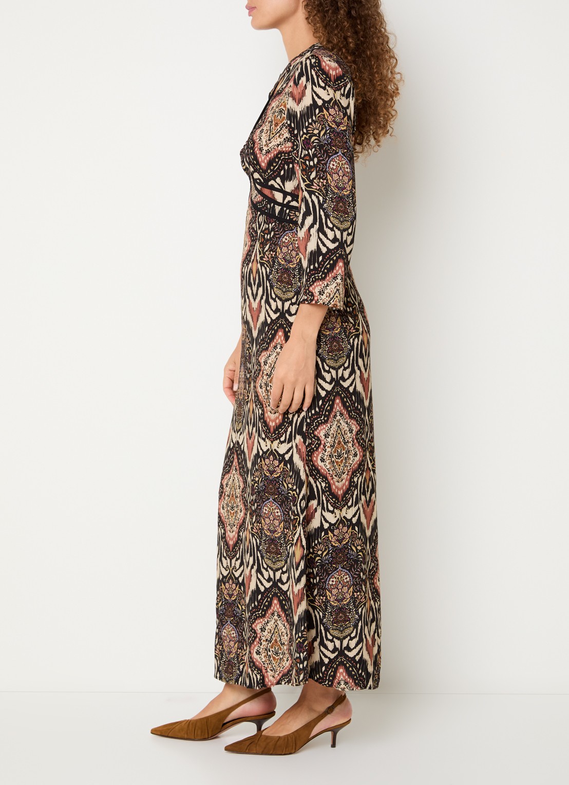 ba&sh Zonoa maxi jurk met print - voorkant 3 zwart