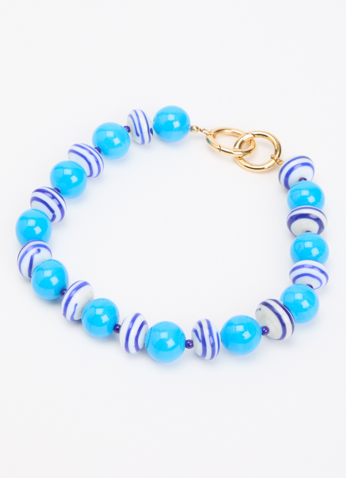 Babs The Label Azzura kralenketting verguld - detail blauw