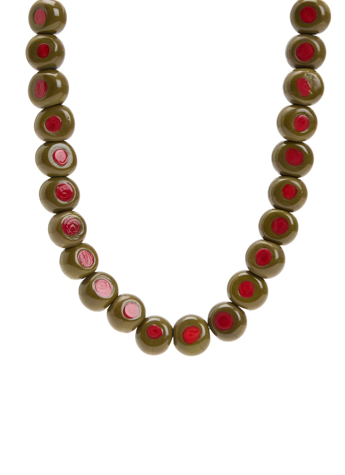 Babs The Label Olive Branch kralenketting verguld - voorkant olijfgroen