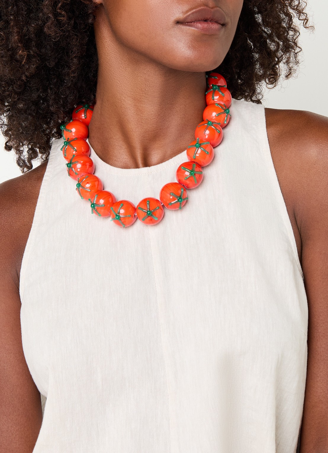 Babs The Label Pomodoro kralenketting verguld - voorkant 5 rood