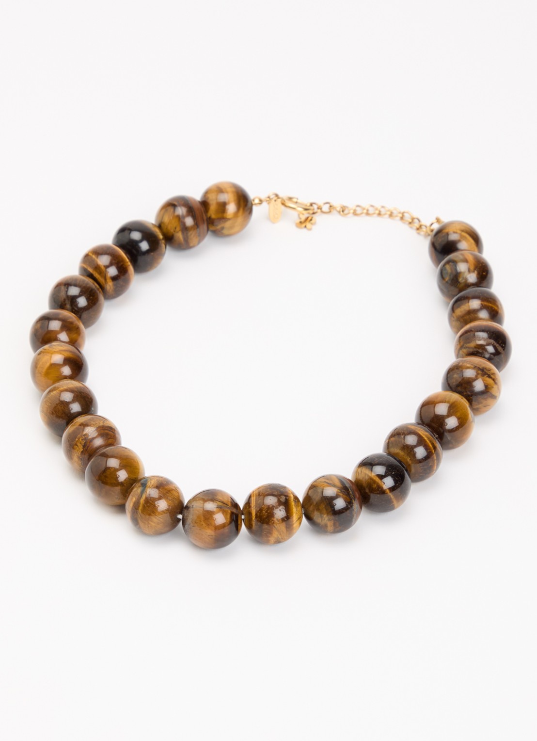 Babs The Label Tiger Eye kralenketting verguld - detail 3 bruin